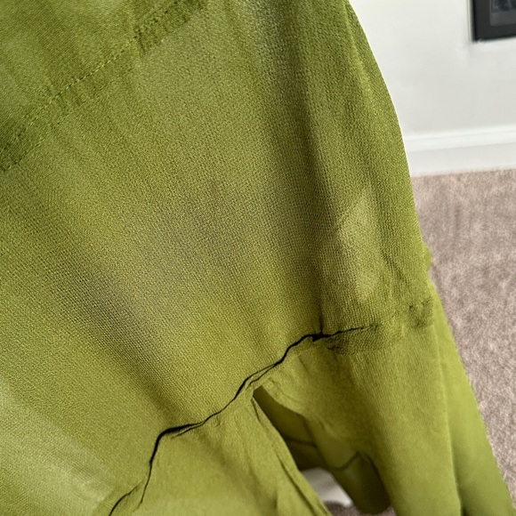 Maeve Olive Green Sheer Maxi Cover-Up Dress - Picture 3 of 7